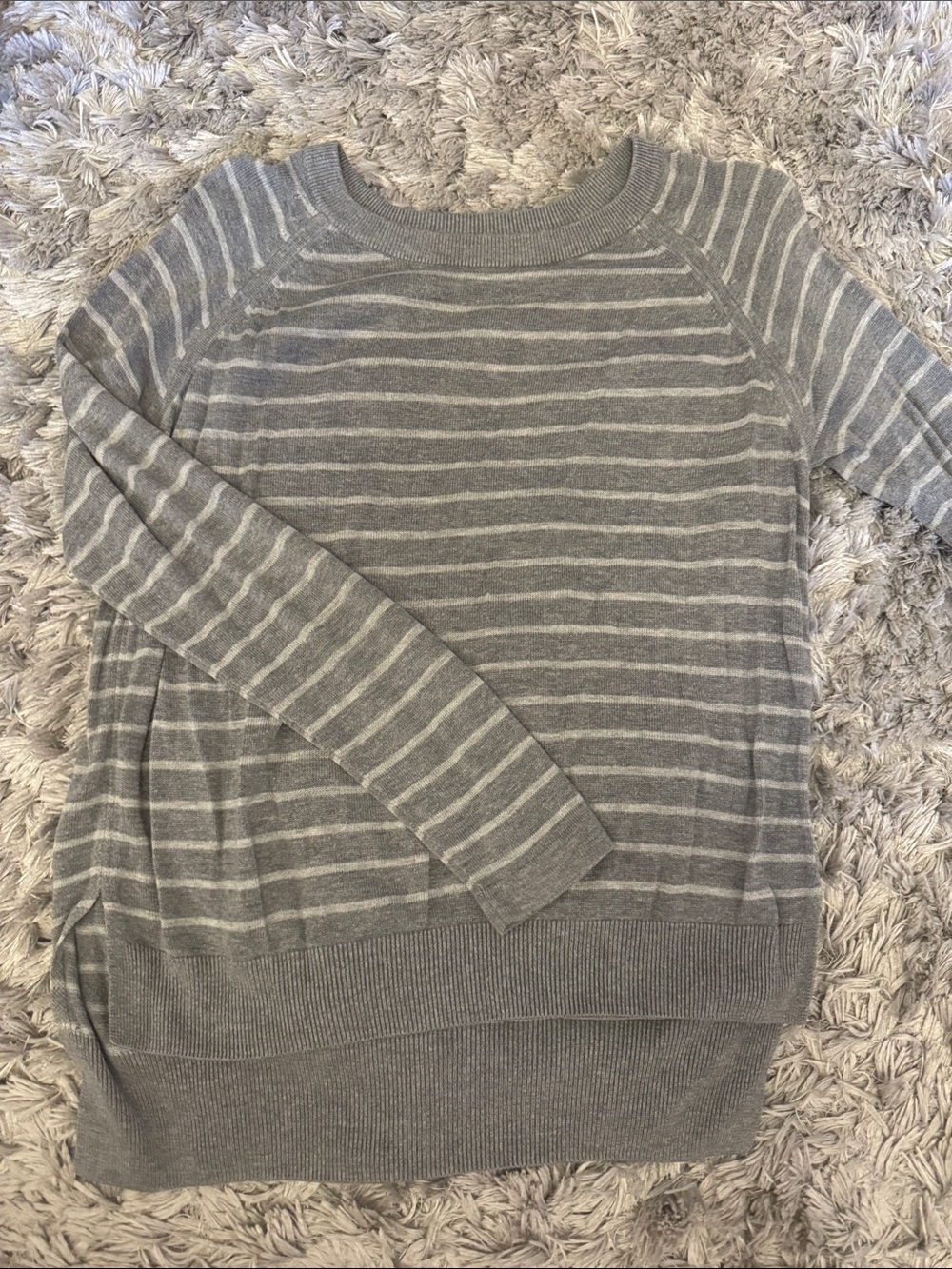 lululemon athletica Gray Striped Scoop Neck Sweater